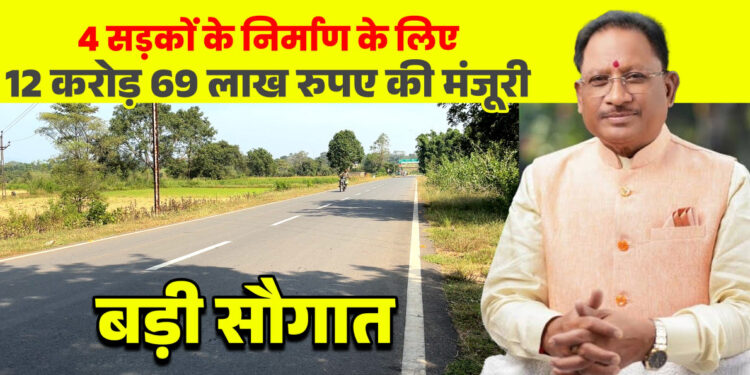  मुख्यमंत्री श्री विष्णुदेव साय की बड़ी सौगात: जशपुर की 4 प्रमुख सड़कों के लिए 12.69 करोड़ रू. मंजूर, क्षेत्रवासियों ने जताया आभार